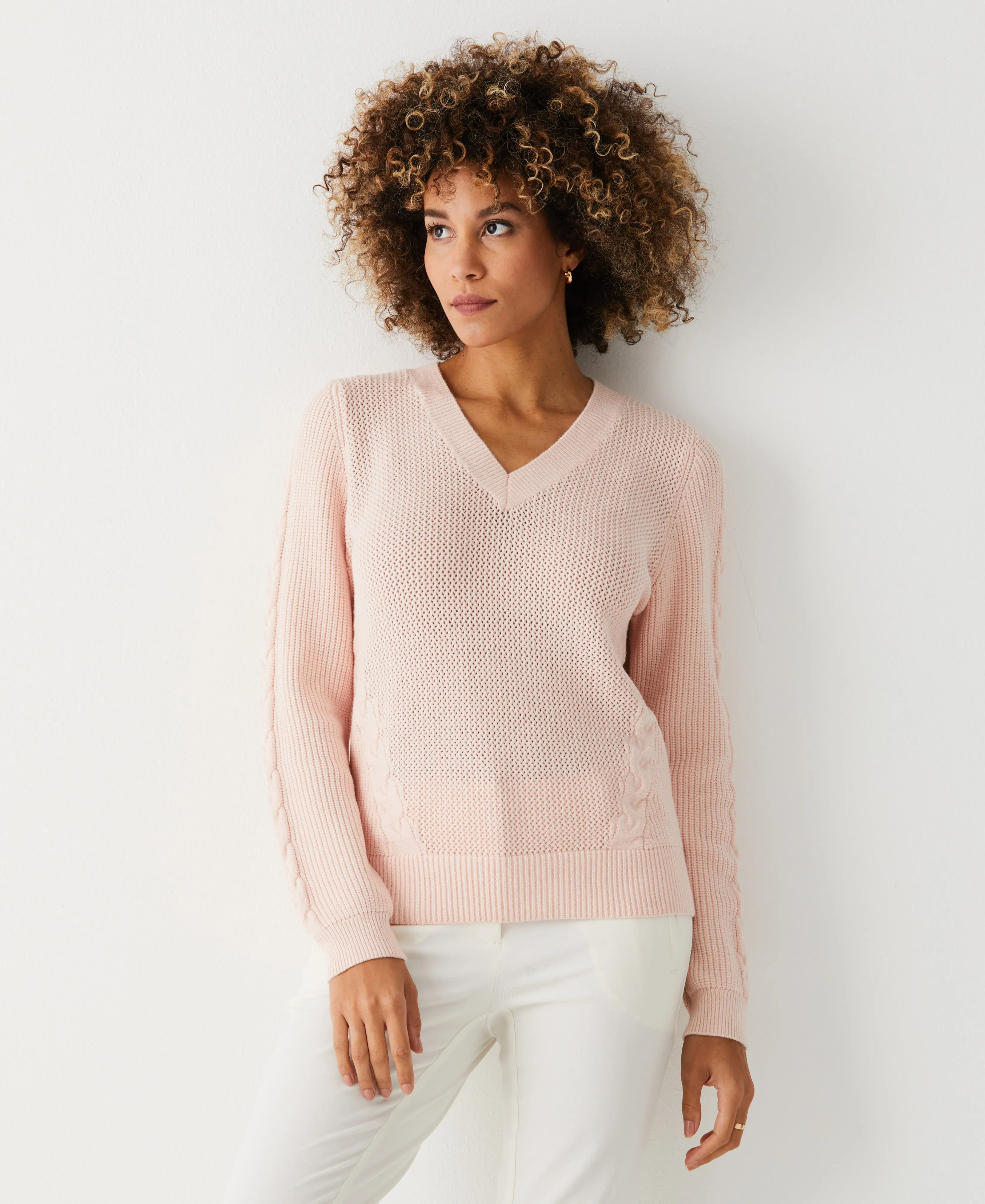 Cable Knit V-Neck Sweater