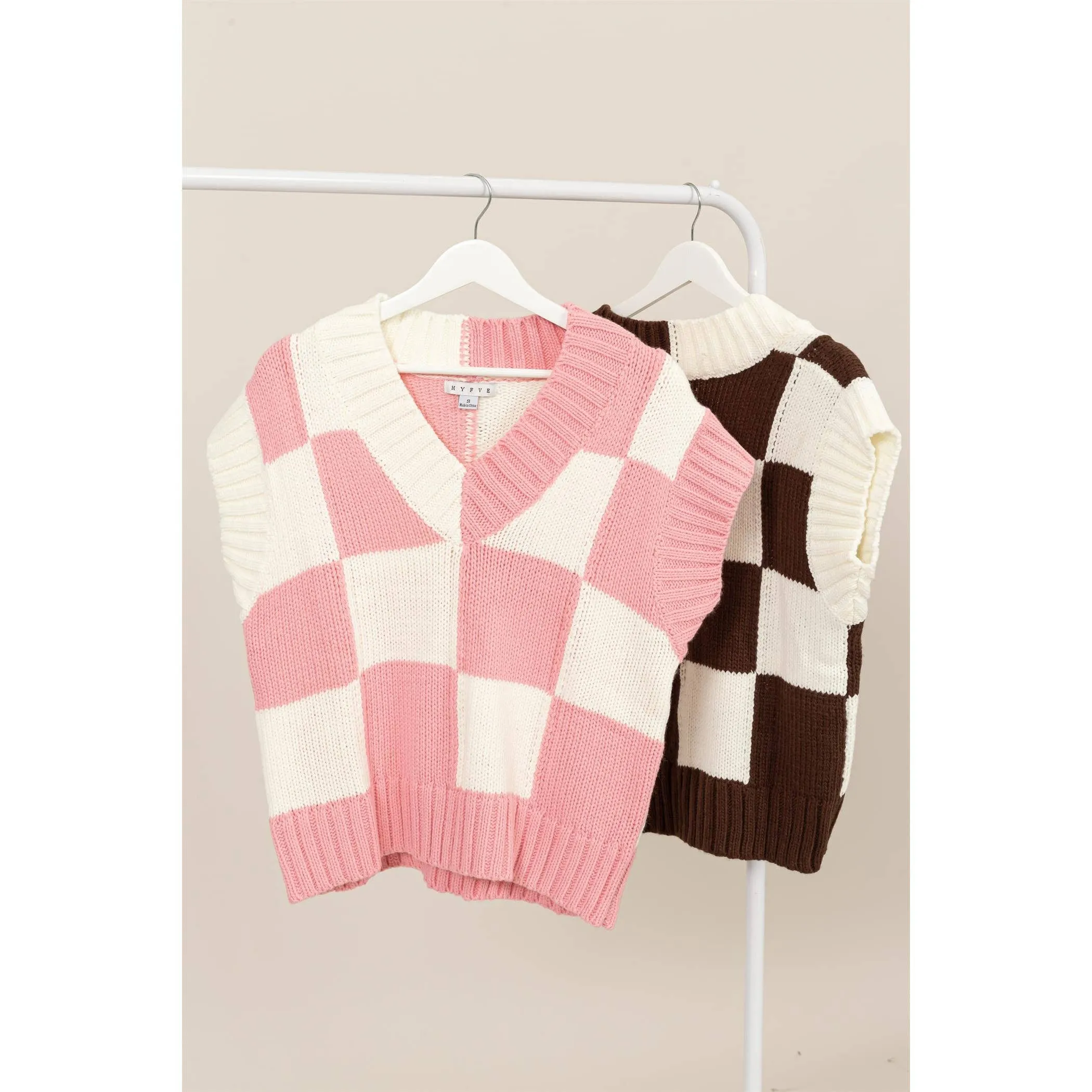 Checkered Knit Vest