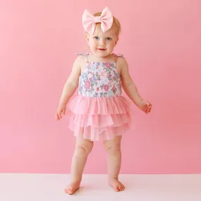 Christine Smocked Tulle Bodysuit Dress