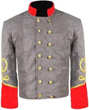 Civil War CSA Major Artillery 3 Row Braids Double Breast Wool Shell Jacket