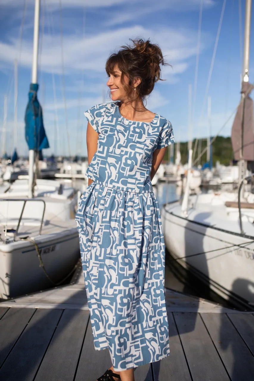 Claudia Skirt Set in Blue Geo Print - XXL Skirt