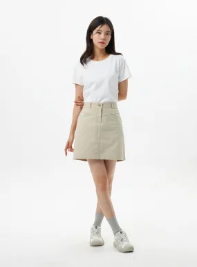 Cotton Solid Mini Skirt OS319