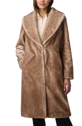 Cozy Caramel Faux Fur Long Coat