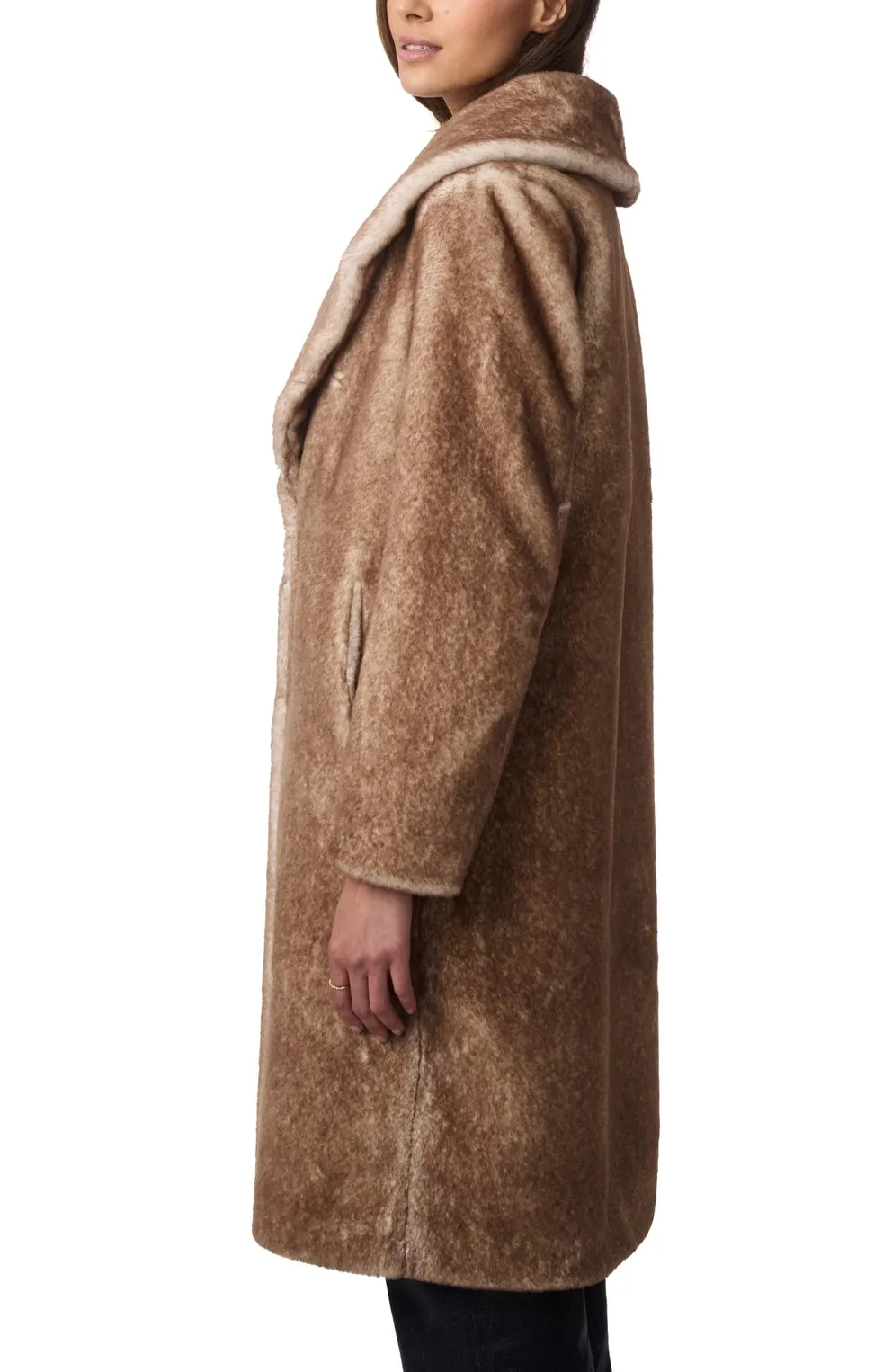 Cozy Caramel Faux Fur Long Coat