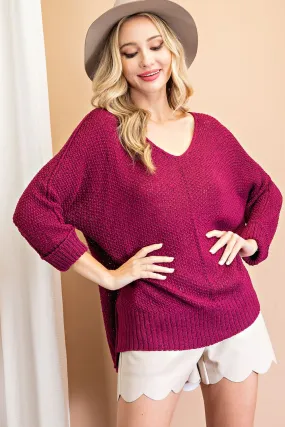 Cranberry Crew Neck Knit Sweater