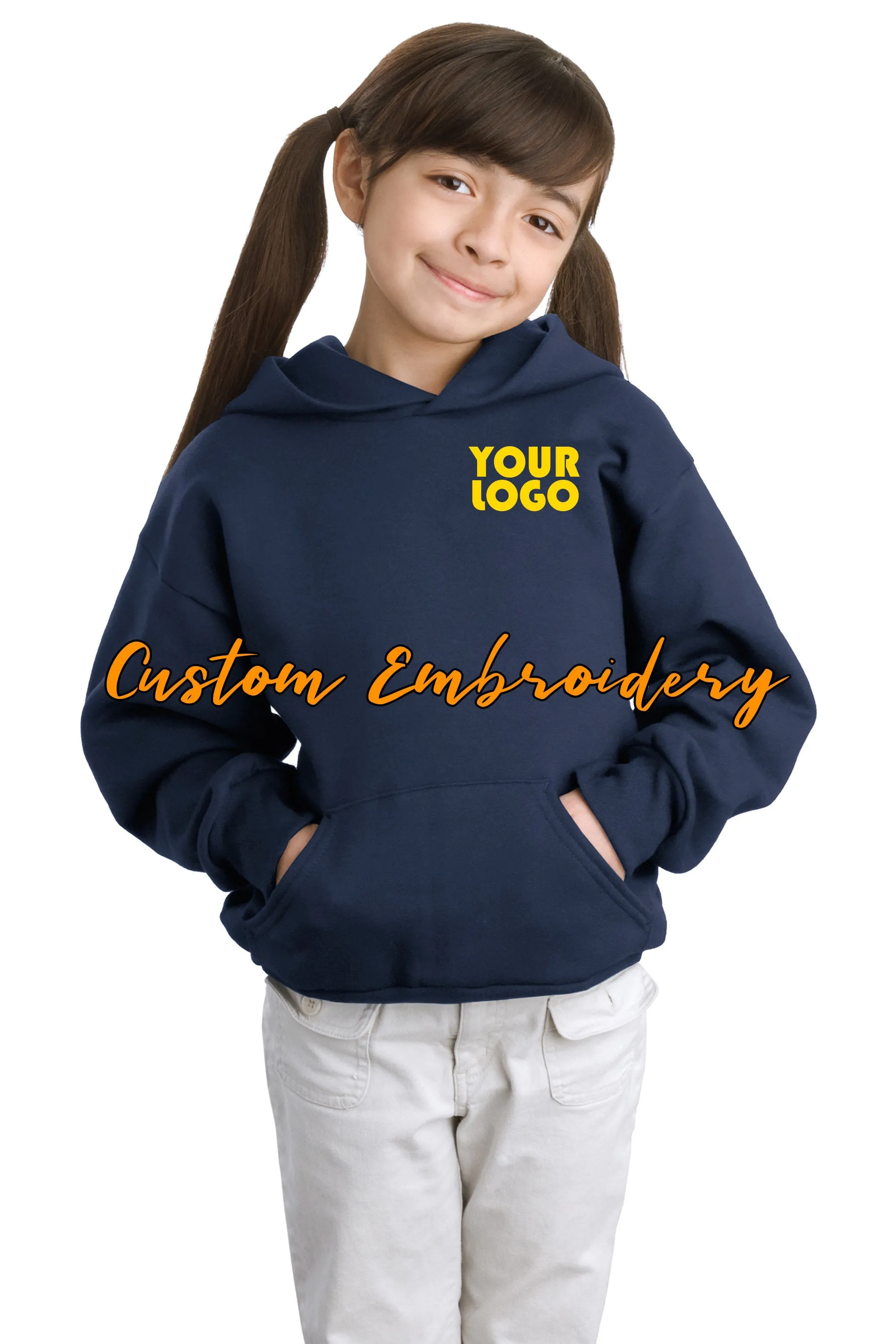 Custom Embroider Hanes EcoSmart Pullover Hooded Sweatshirt Hoodie - Includes one 4in x 4in Embroidery - No Setup - Personalized Hoodie