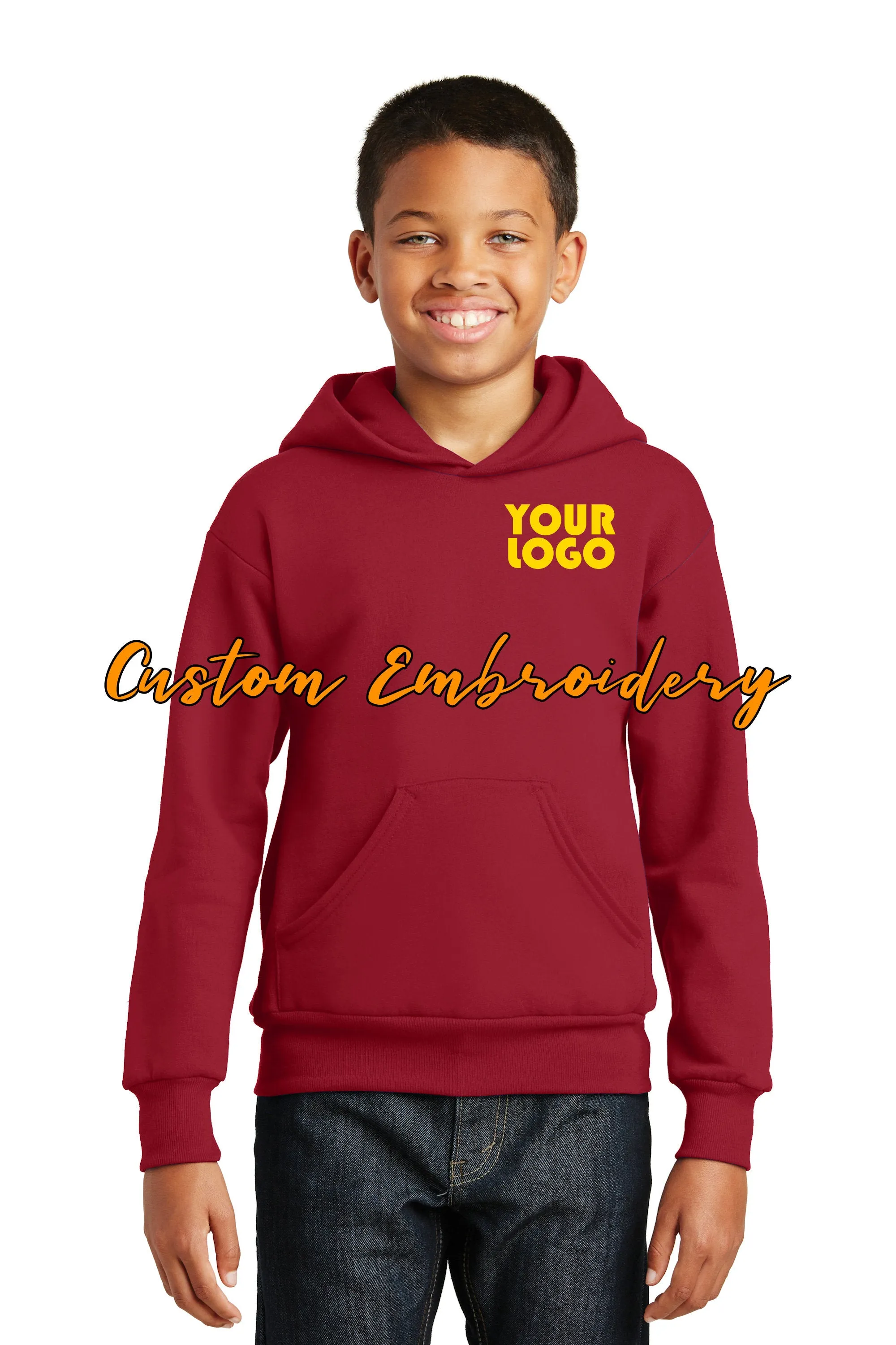 Custom Embroider Hanes EcoSmart Pullover Hooded Sweatshirt Hoodie - Includes one 4in x 4in Embroidery - No Setup - Personalized Hoodie