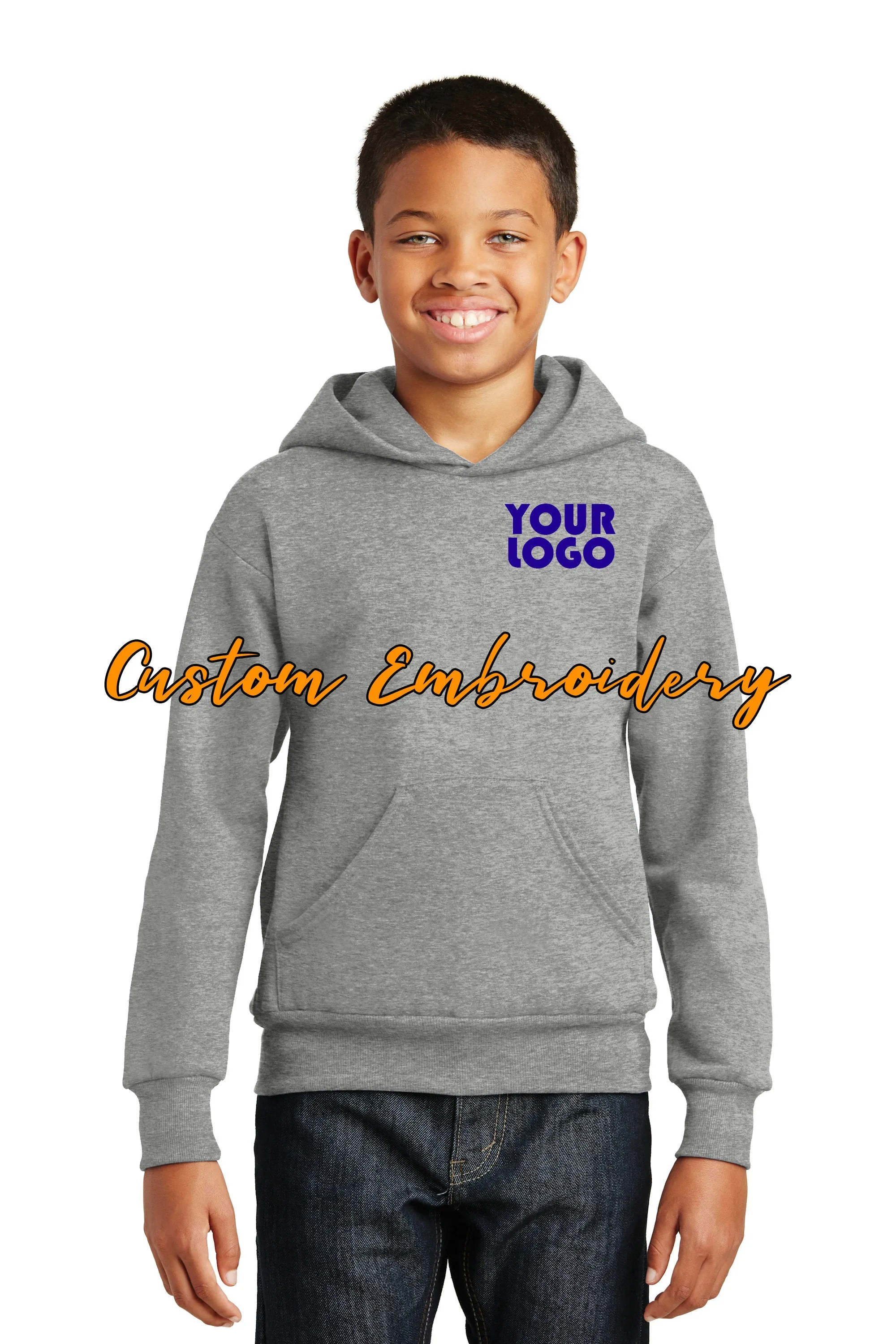 Custom Embroider Hanes EcoSmart Pullover Hooded Sweatshirt Hoodie - Includes one 4in x 4in Embroidery - No Setup - Personalized Hoodie