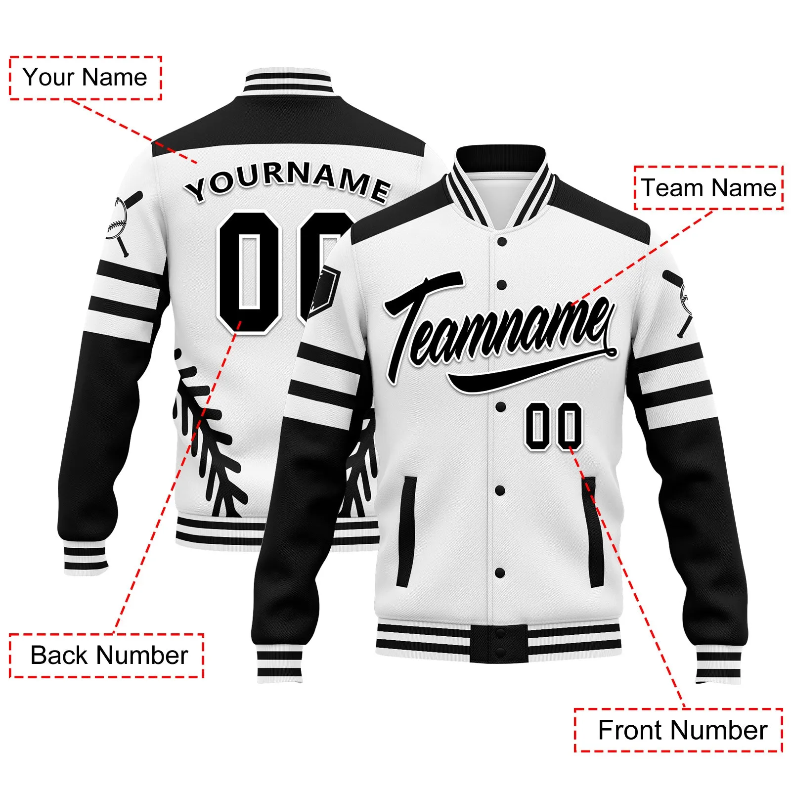 Custom Jacket Bomber Full-Snap Varsity Letterman Personalized Jacket FZ005-D023003-6