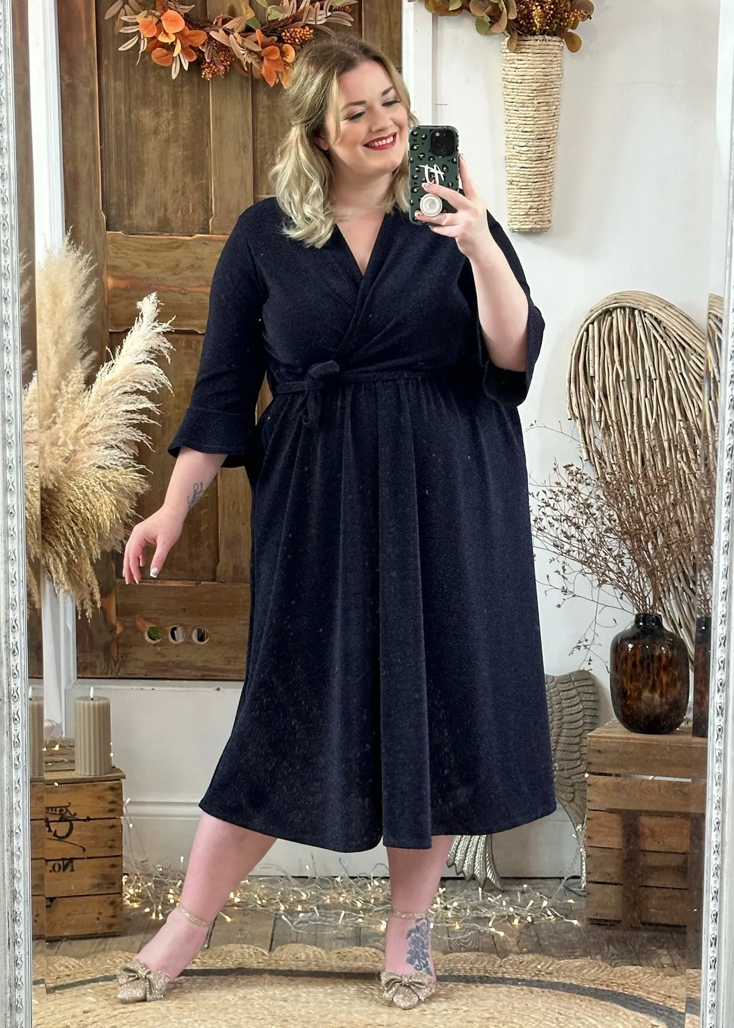 Deep Midnight Blue Sparkly Roxy Midaxi Dress