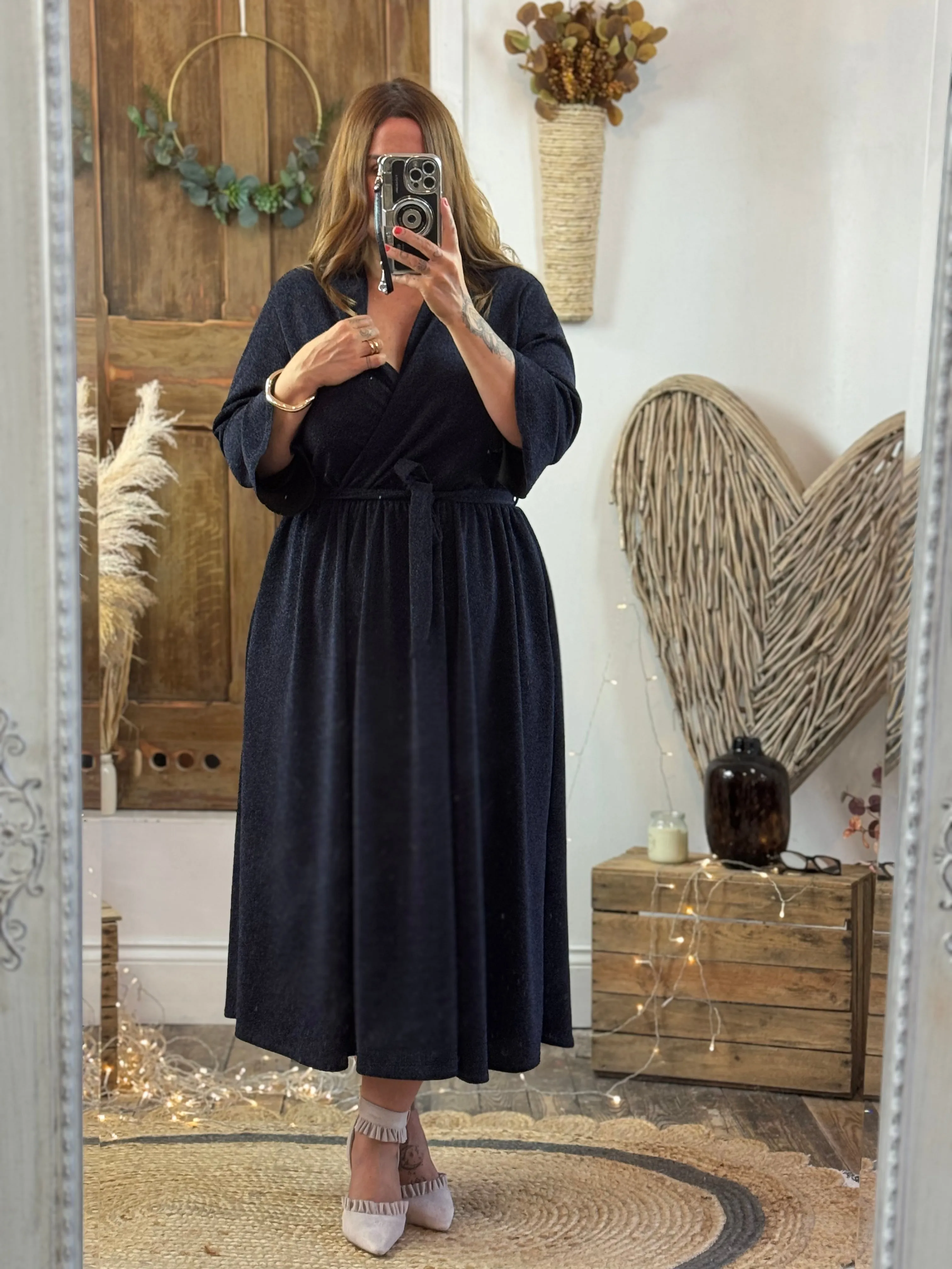 Deep Midnight Blue Sparkly Roxy Midaxi Dress