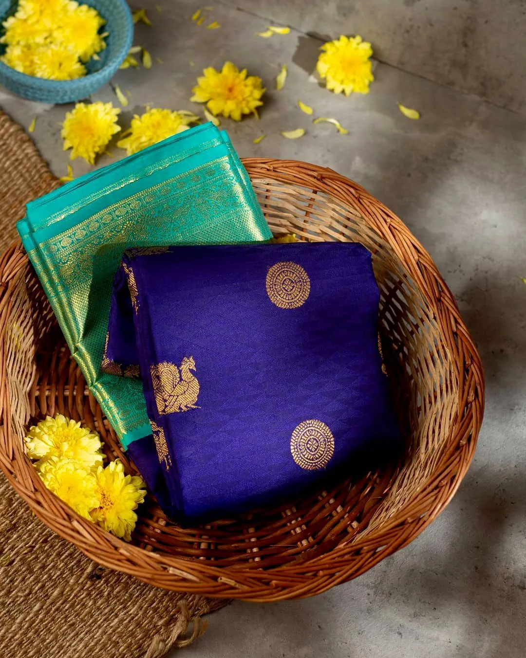 Delectable Blue Soft Banarasi Silk Saree With Ethnic Blouse Piece