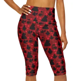 Disney Alice In Wonderland Queen Of Hearts Off With Their Heads Athletic Capri Leggings