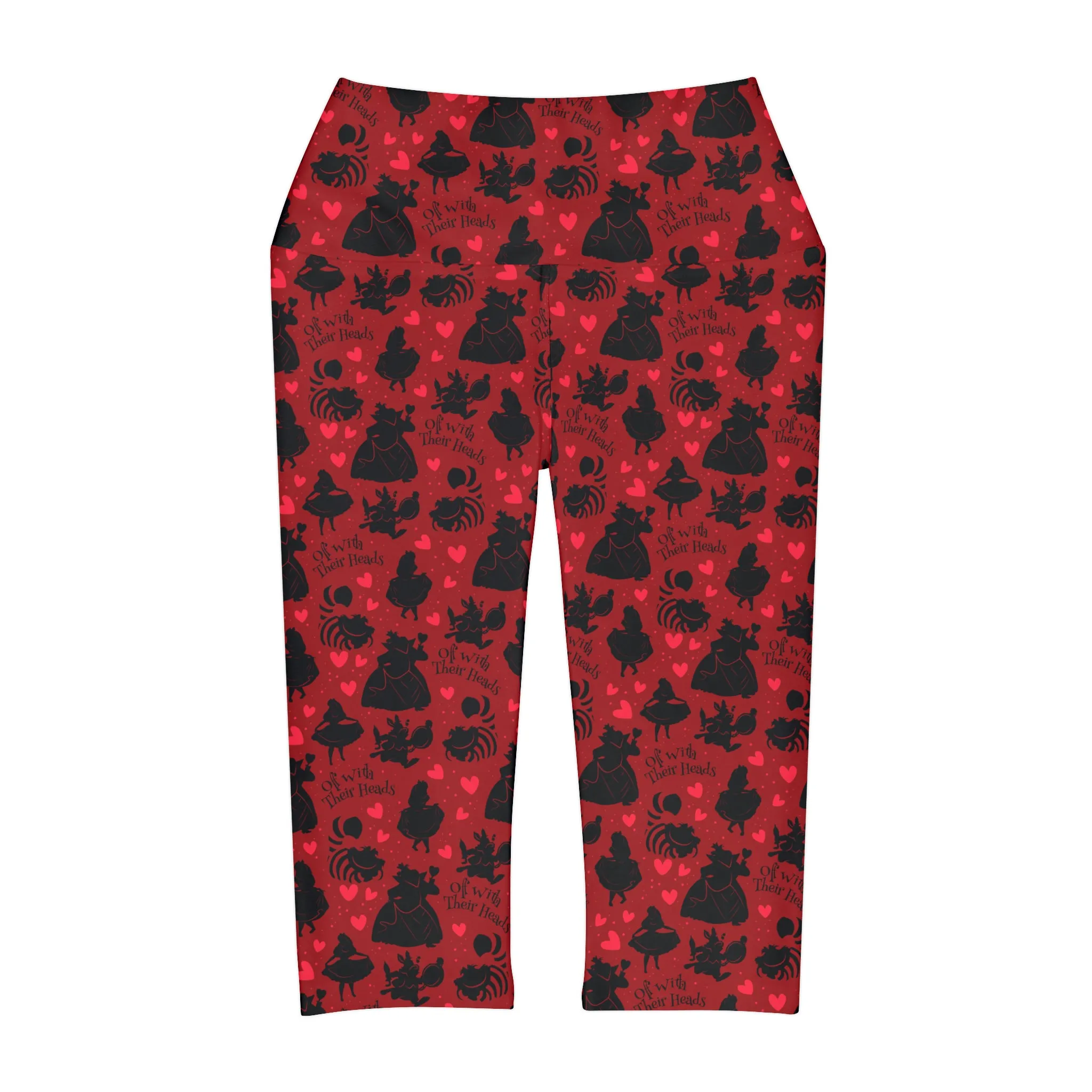 Disney Alice In Wonderland Queen Of Hearts Off With Their Heads Athletic Capri Leggings