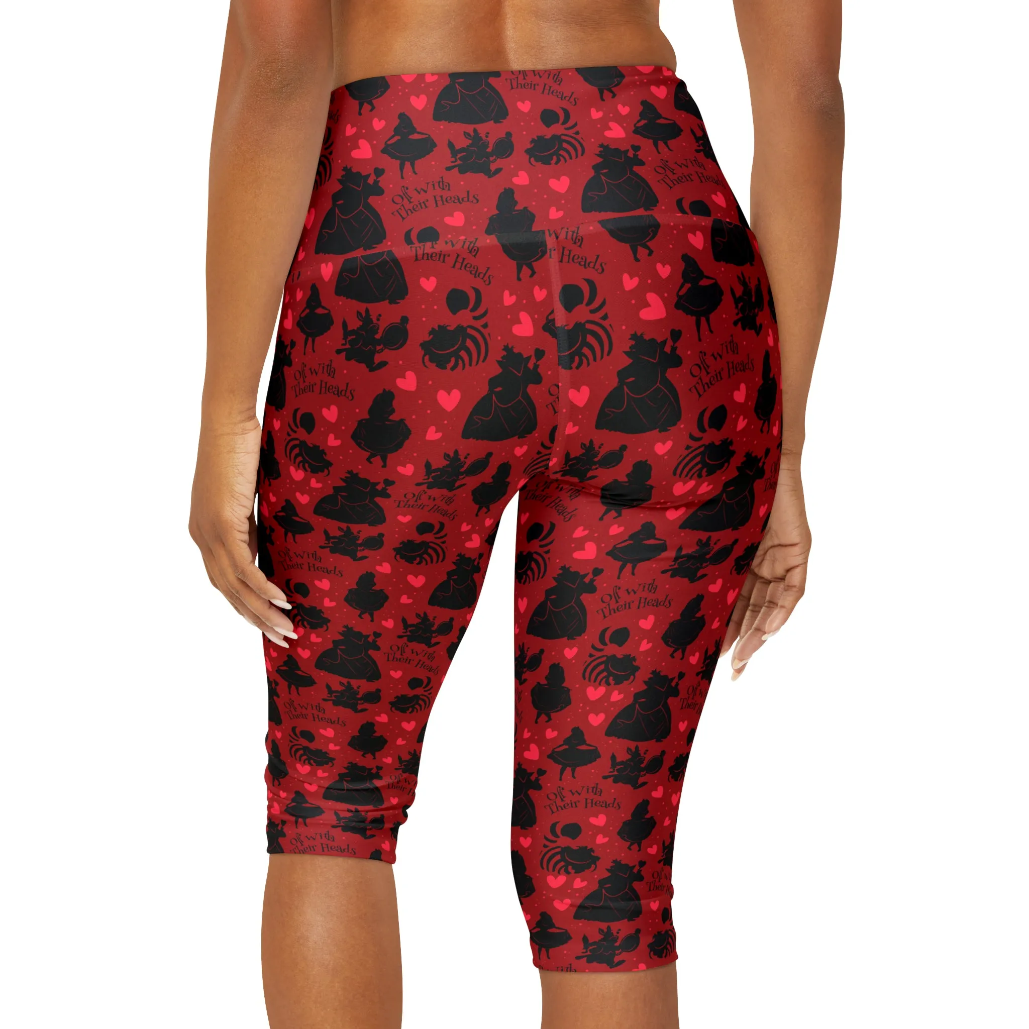 Disney Alice In Wonderland Queen Of Hearts Off With Their Heads Athletic Capri Leggings