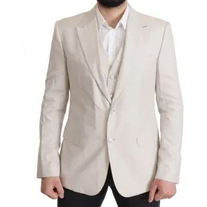 Dolce & Gabbana Elegant Light Gray Silk Blend Suit Jacket Set