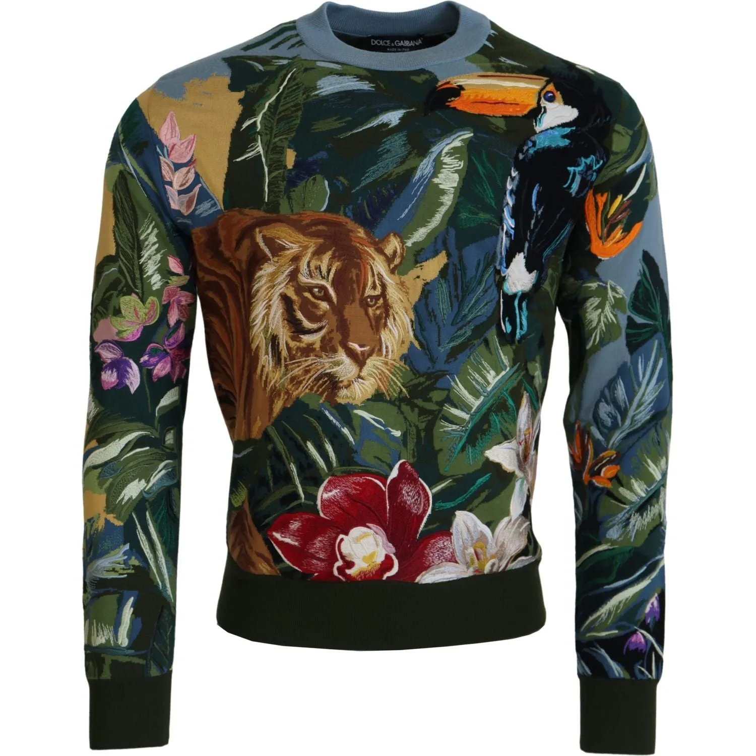 Dolce & Gabbana Jungle Embroidered Wool-Silk Sweater