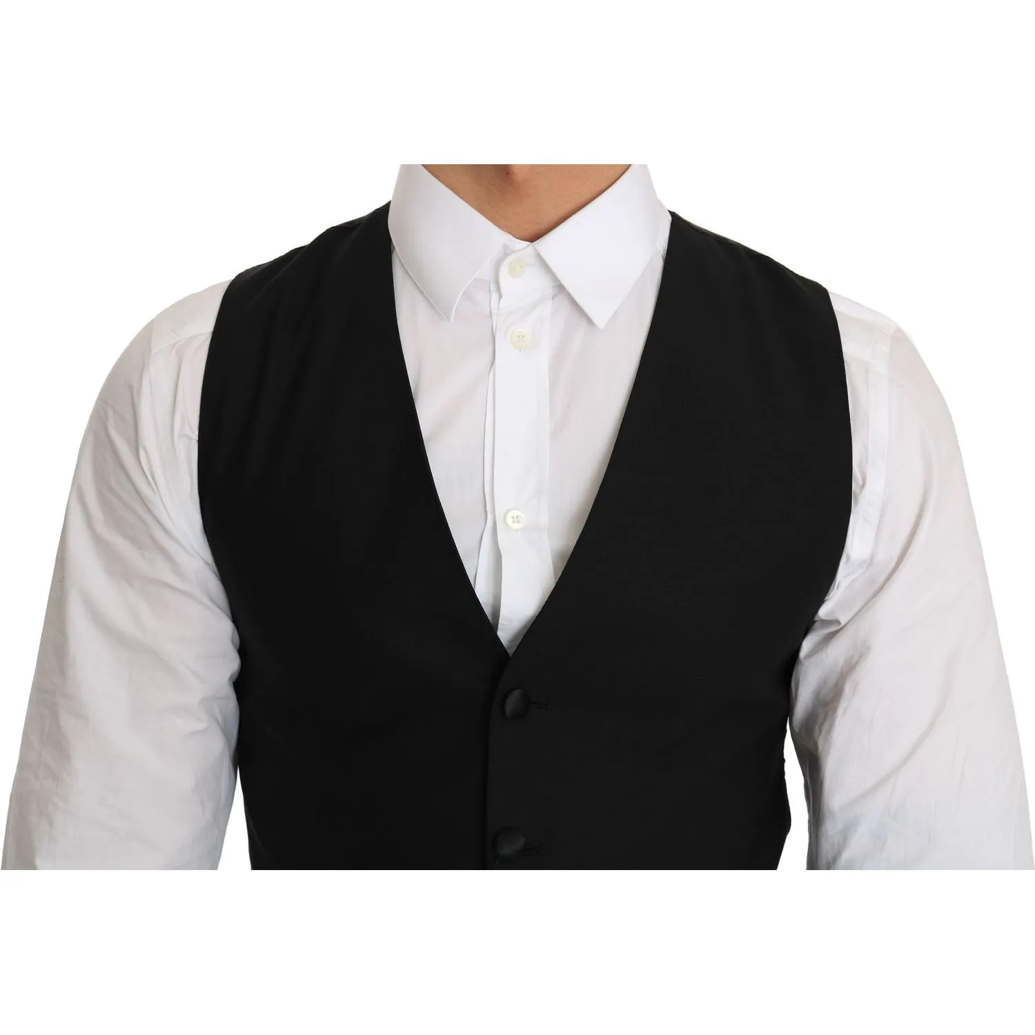 Dolce & Gabbana Sleek Black Wool Blend Formal Vest