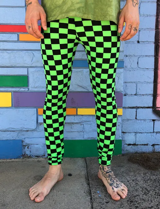 DOOF MEGGINGS - BLACK & GREEN CHECKERBOARD