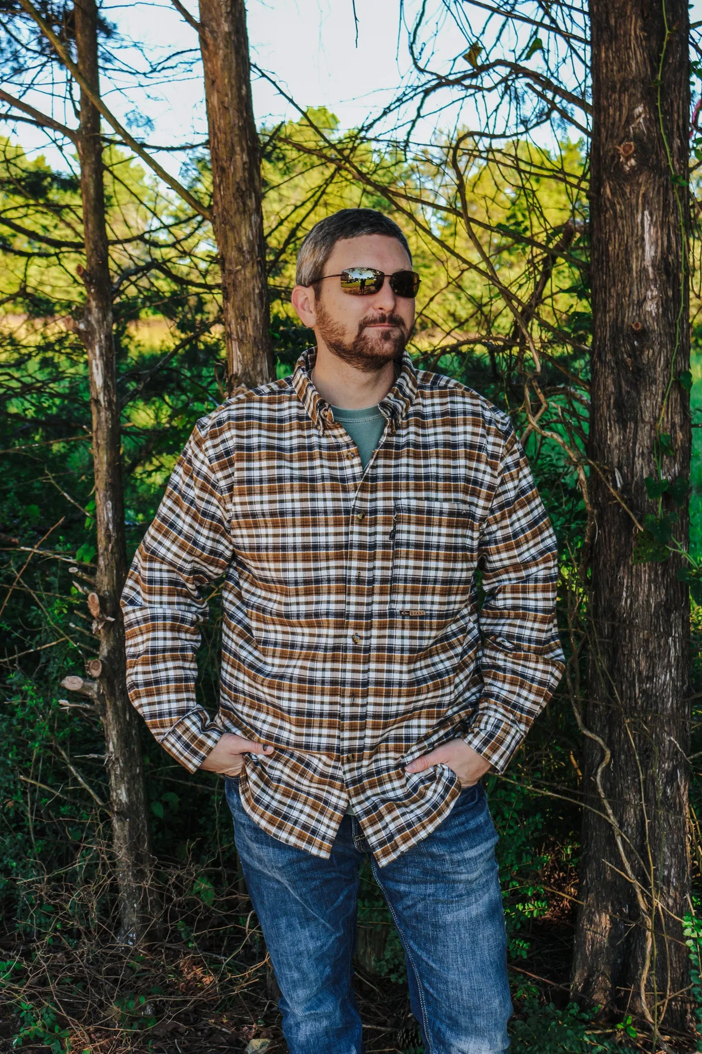 Drake Autumn Brushed Twill Plaid Long Sleeve Shirt