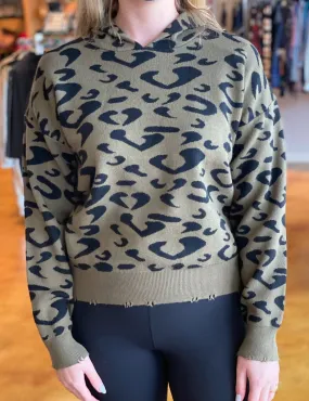 Elan Leopard Knit Hoodie Sweater