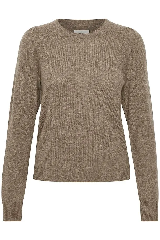 Evina Mink Melange Puff Shoulder Cashmere Sweater