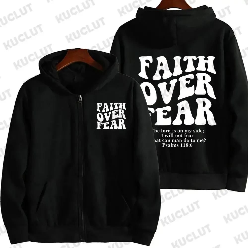 Faith Over Fear Christian Zip Hoodie