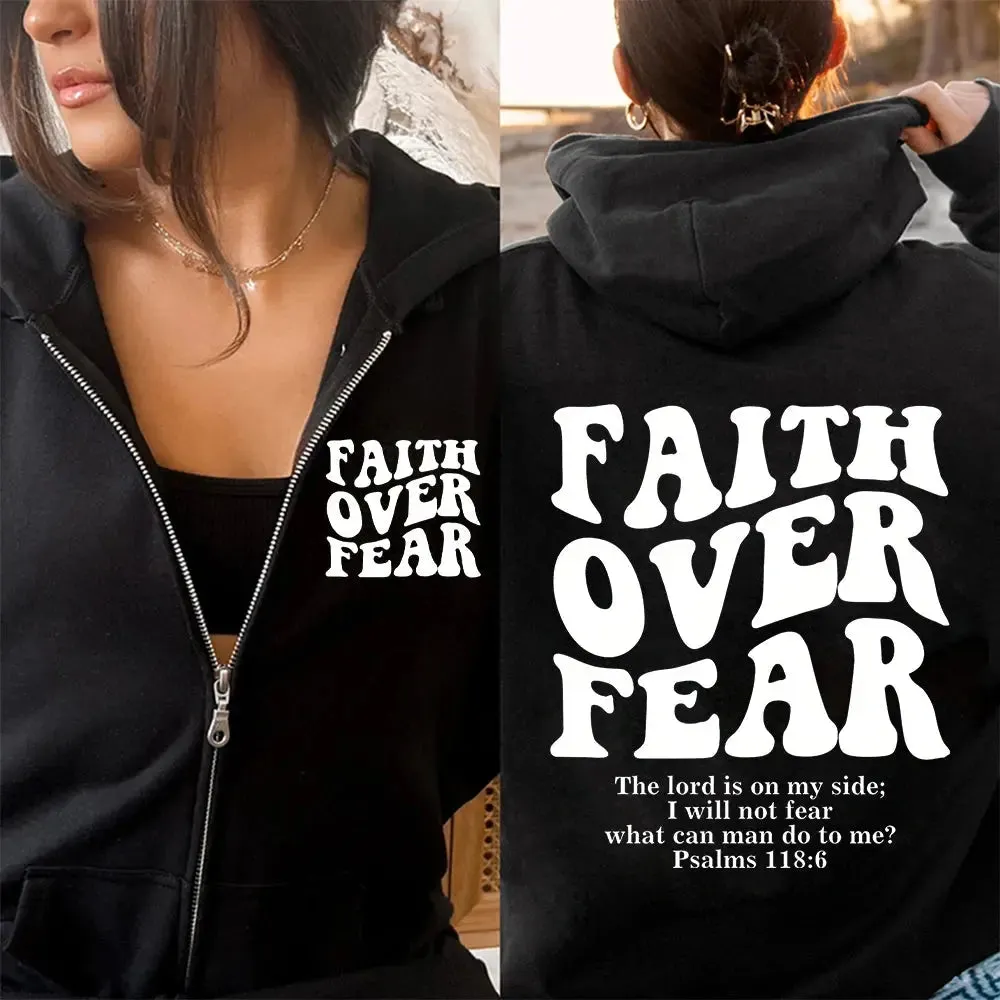 Faith Over Fear Christian Zip Hoodie