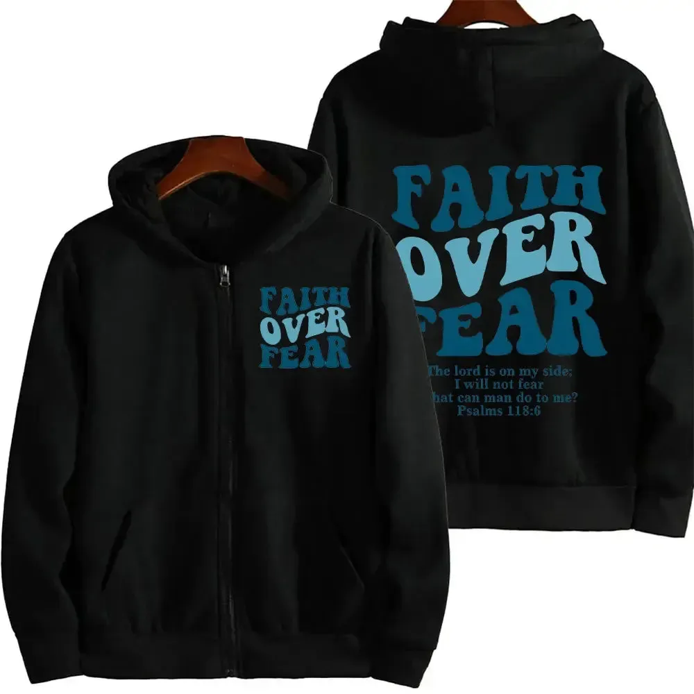 Faith Over Fear Christian Zip Hoodie