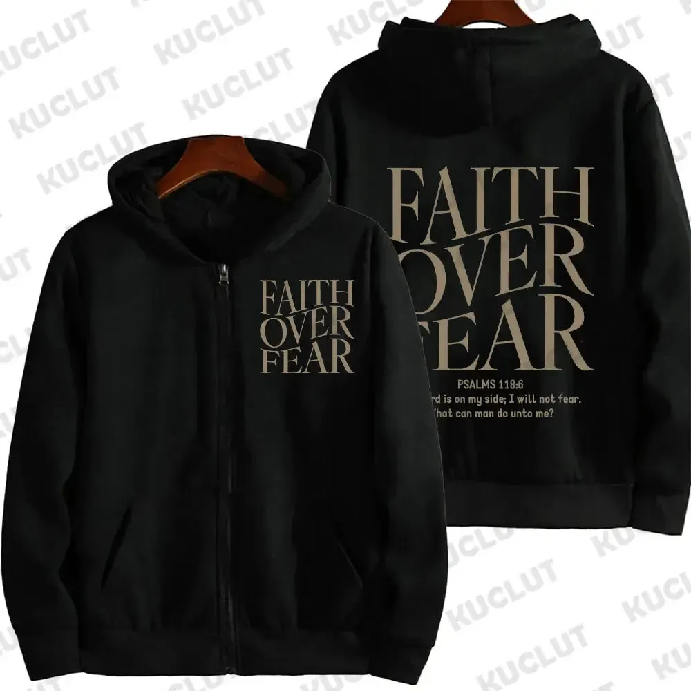 Faith Over Fear Christian Zip Hoodie