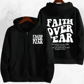 Faith Over Fear Christian Zip Hoodie