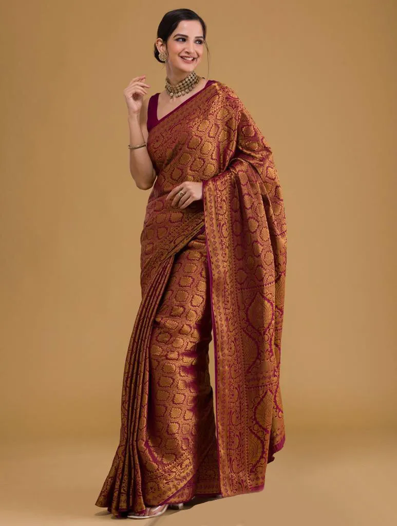 Fancifull Red Soft Silk Saree With Blissful Blouse Piece