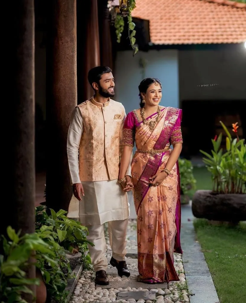 Felicitous Peach Soft Banarasi Silk Saree With Lovely Blouse Piece