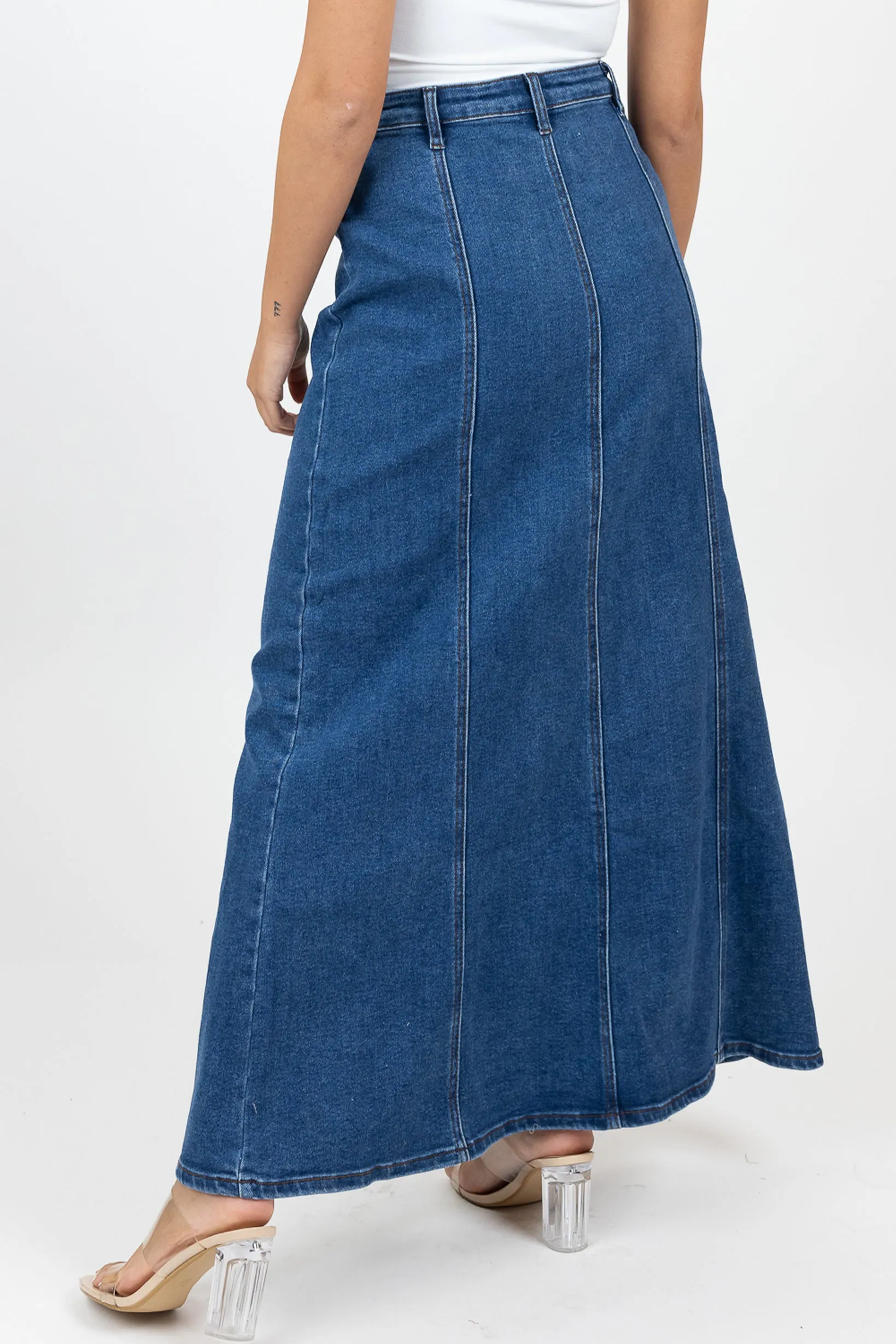 Fifi Stretch Denim Maxi Skirt