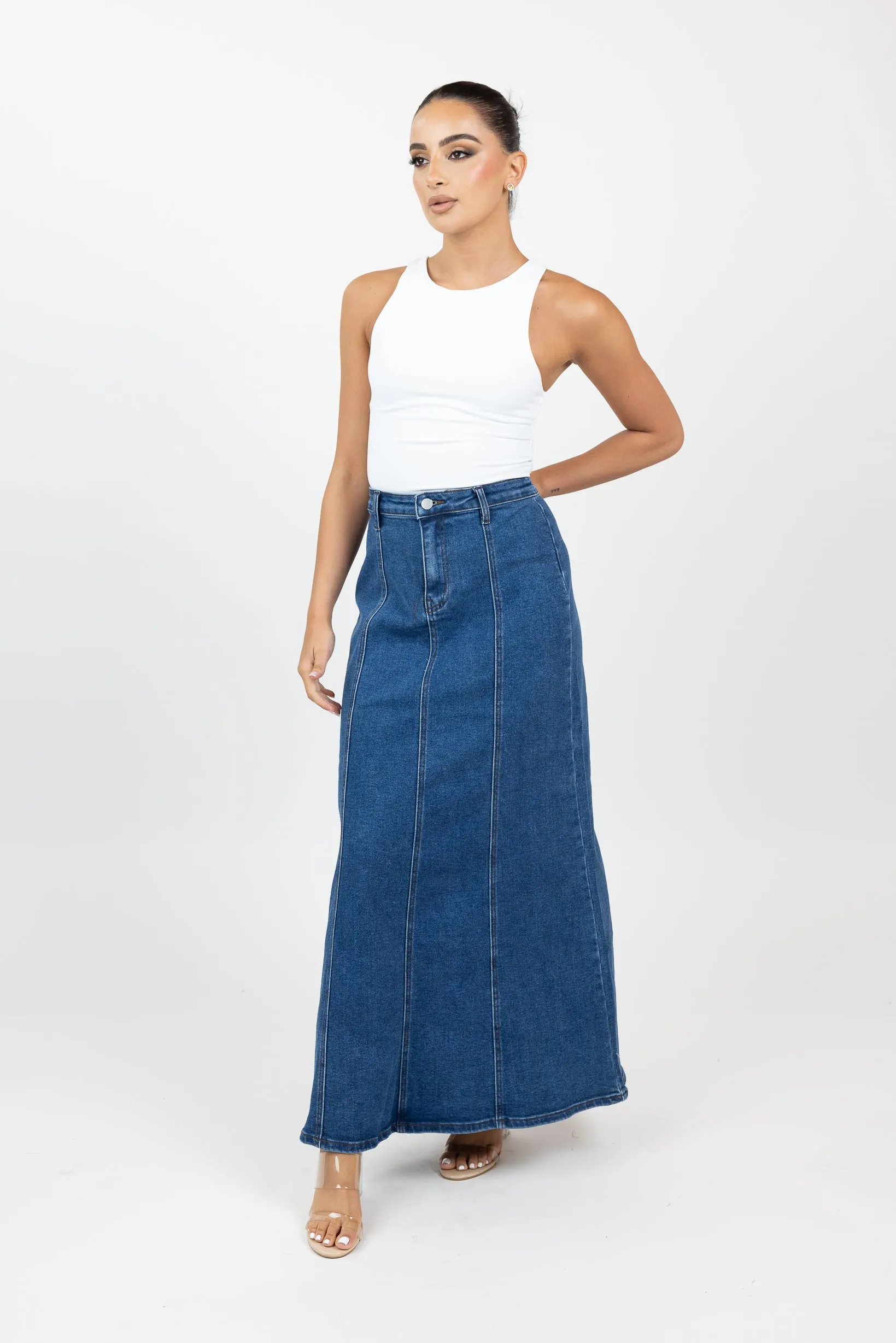 Fifi Stretch Denim Maxi Skirt