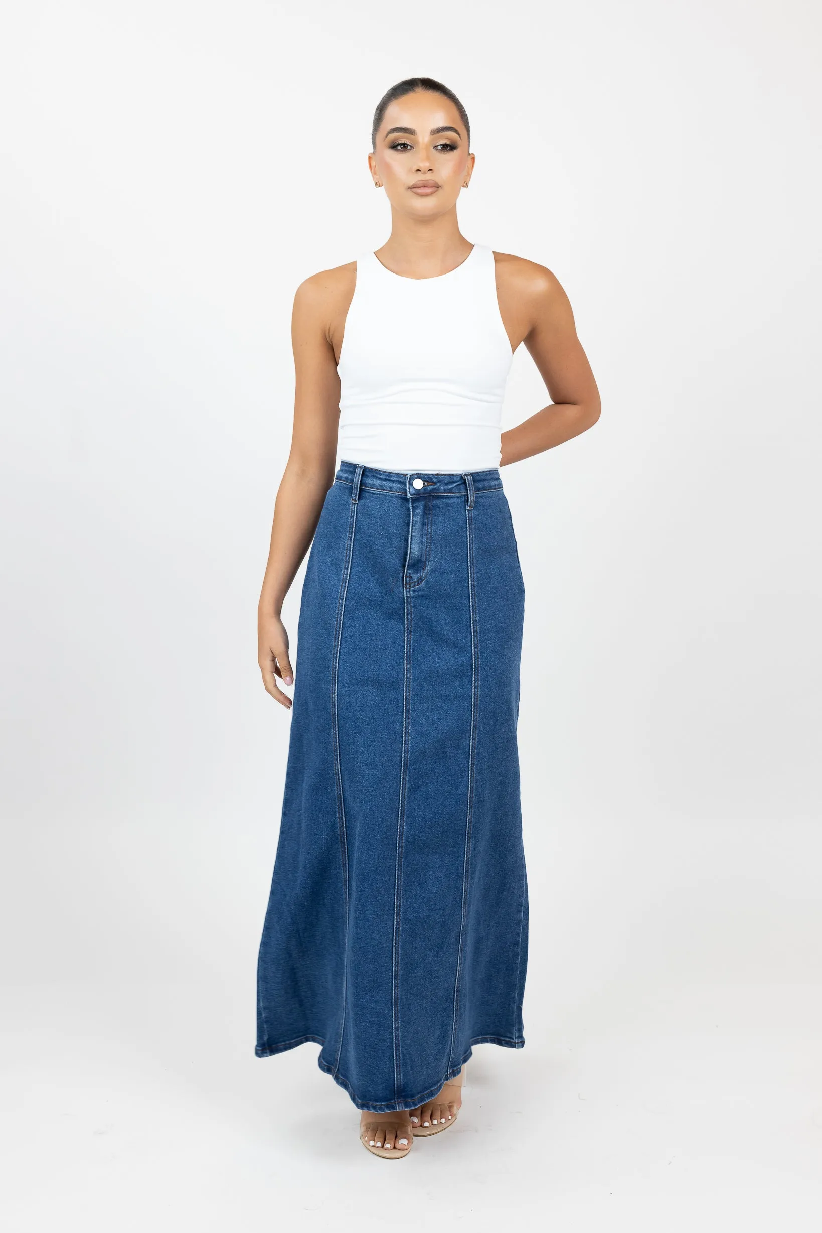 Fifi Stretch Denim Maxi Skirt