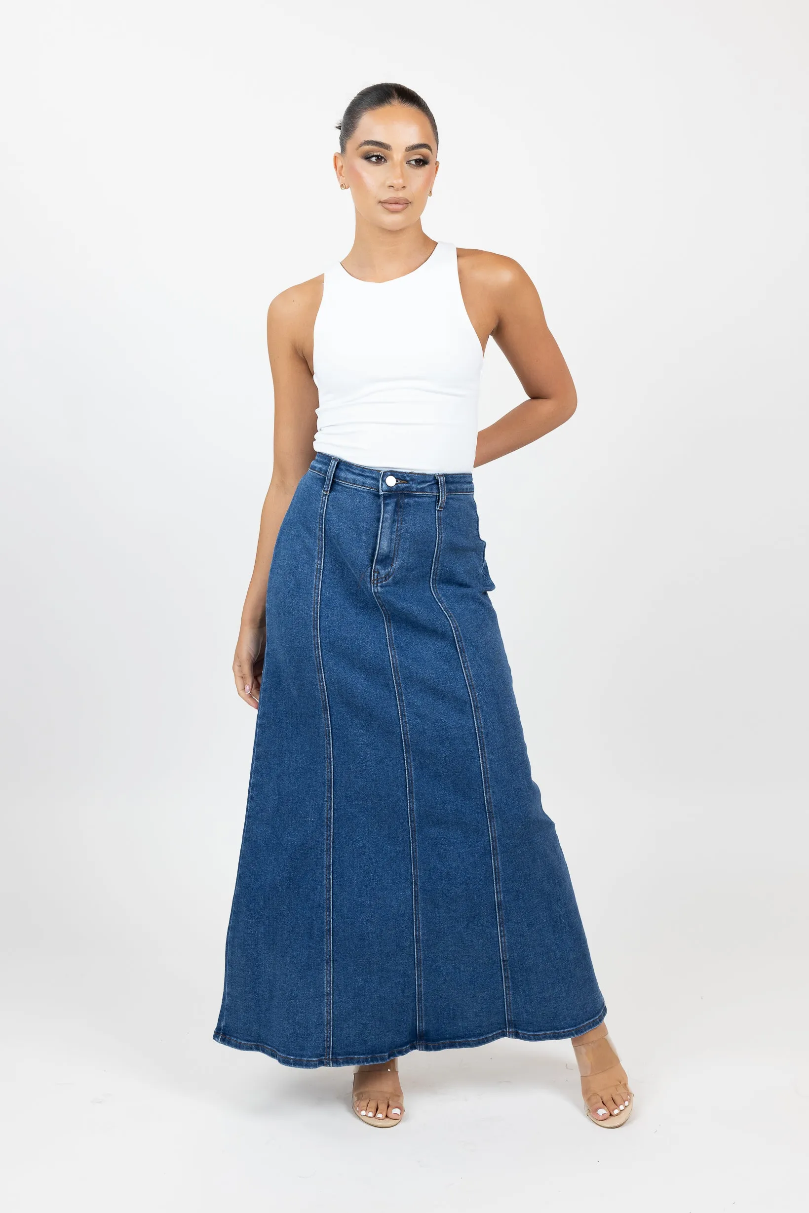 Fifi Stretch Denim Maxi Skirt