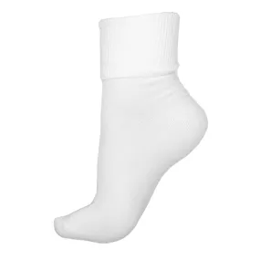 Fine Rib Organic Cotton Foldover Crew Socks