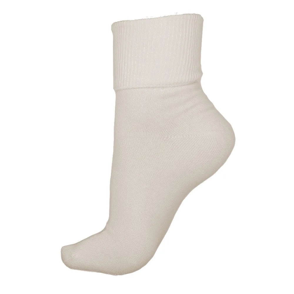 Fine Rib Organic Cotton Foldover Crew Socks