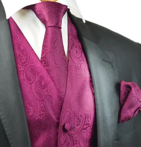 Formal Hot Pink Paisley Tuxedo Vest Set