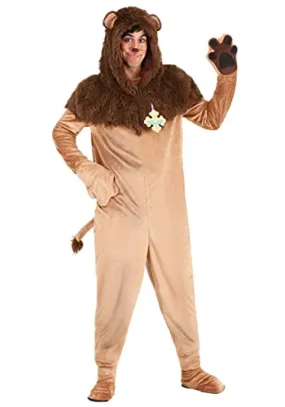 Fun Costumes Wizard of Oz Cowardly Lion Costume for Adults, Furry Lion Jumpsuit for Movie Cosplay, School Plays & Halloween Medium Brown