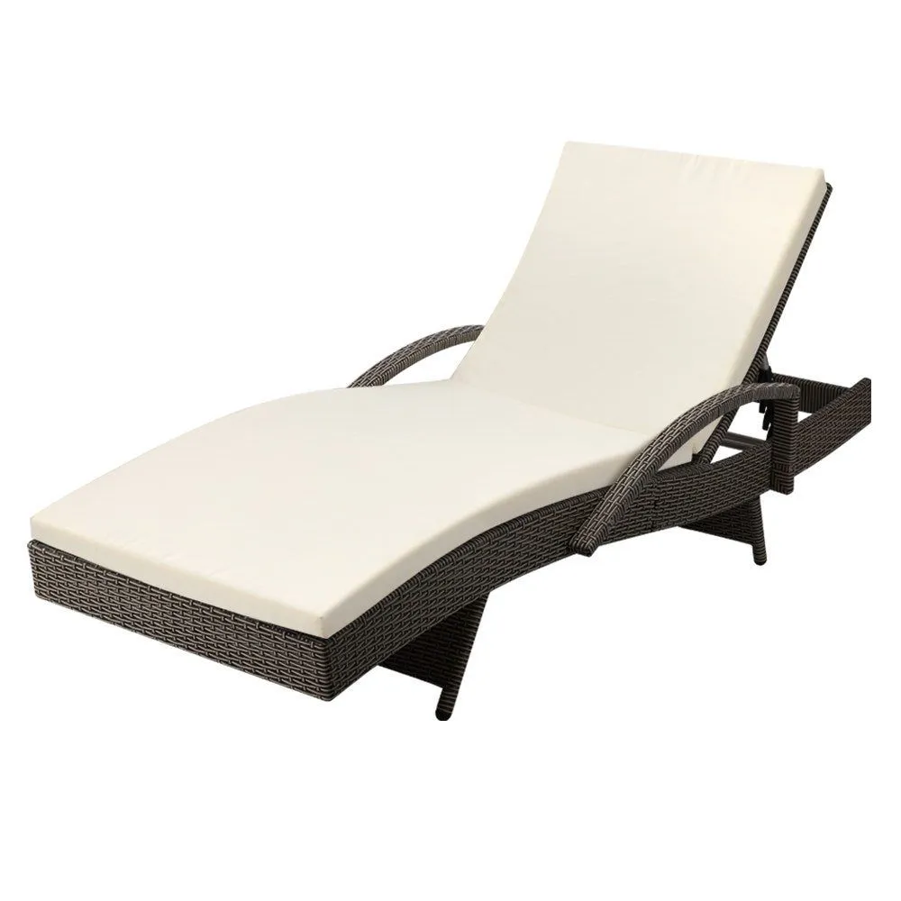 Gardeon Outdoor Sun Lounge - Grey Cream