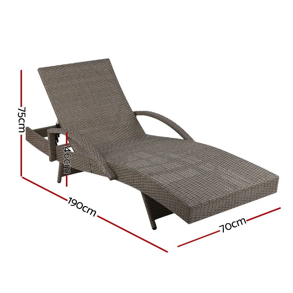 Gardeon Outdoor Sun Lounge - Grey Cream