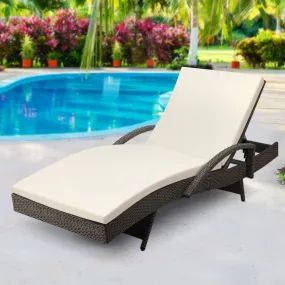 Gardeon Outdoor Sun Lounge - Grey Cream