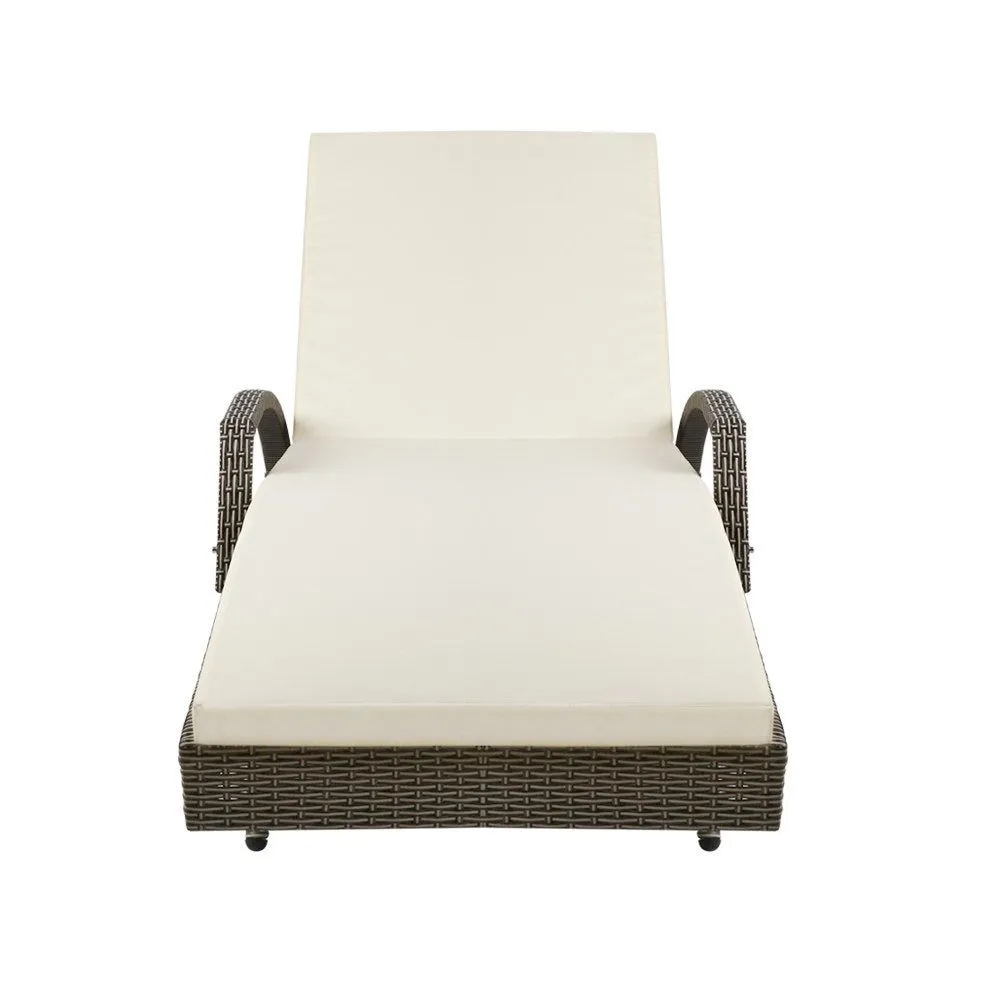 Gardeon Outdoor Sun Lounge - Grey Cream