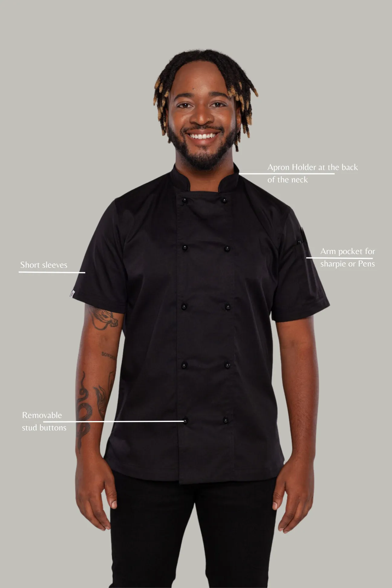 Generic Black Chef Jacket Short sleeves