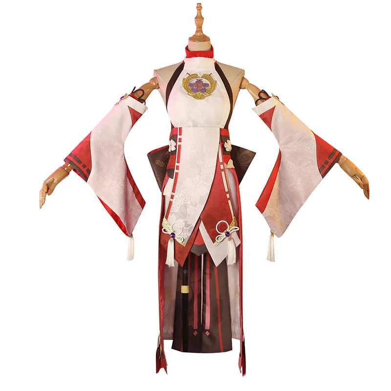 Genshin Impact Yae Miko Cosplay Costume Yae Miko Wig Shoes Anime Game Pink Uniform