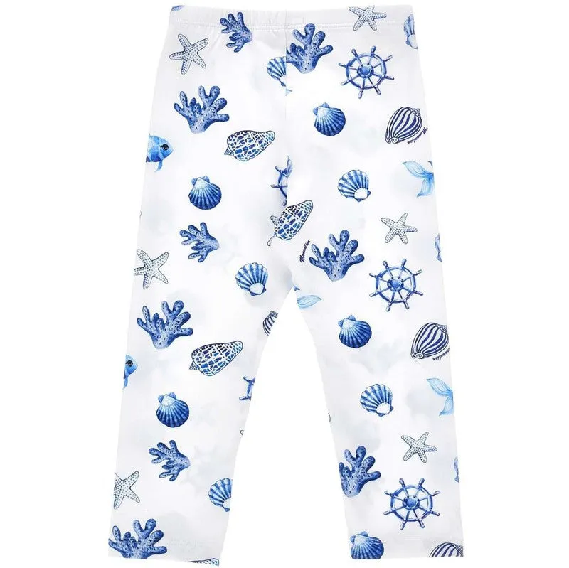 Girls Blue Shell Leggings