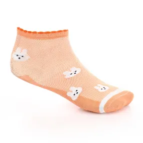 Girl's No Show Socks -Orange