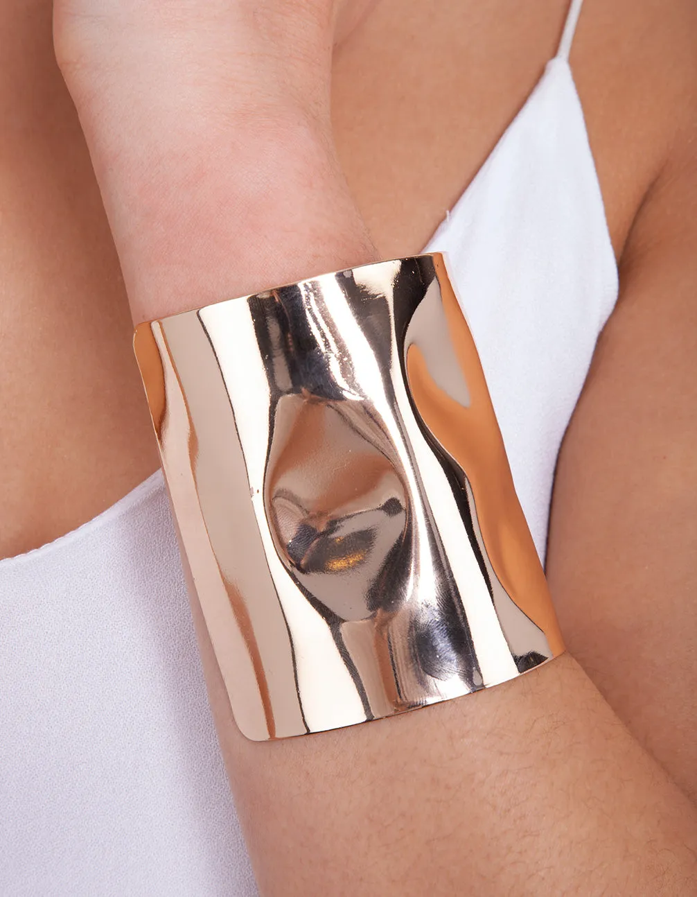 Gold Warped Wide Cuff